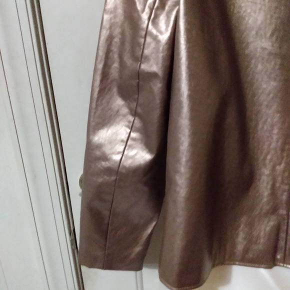 Rose gold lame faux leather jacket - Picture 3 of 10